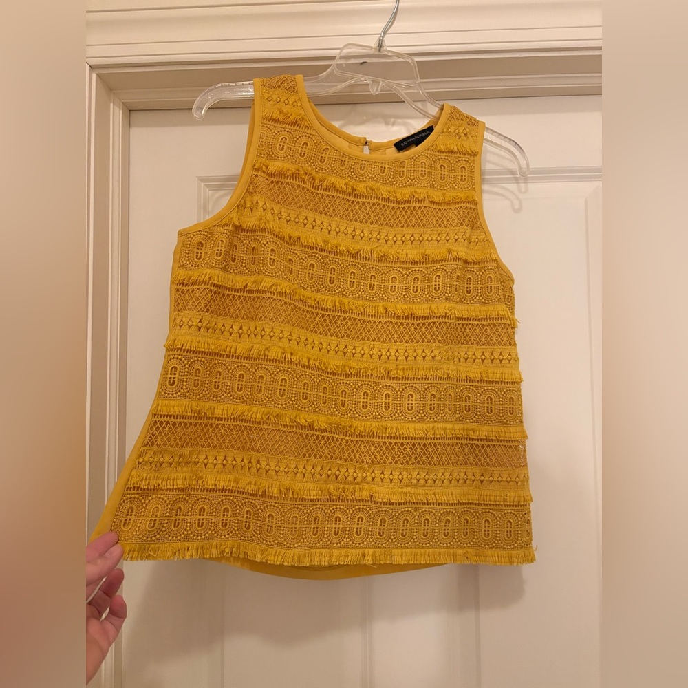 Banana Republic Mustard Yellow Fringe Tank